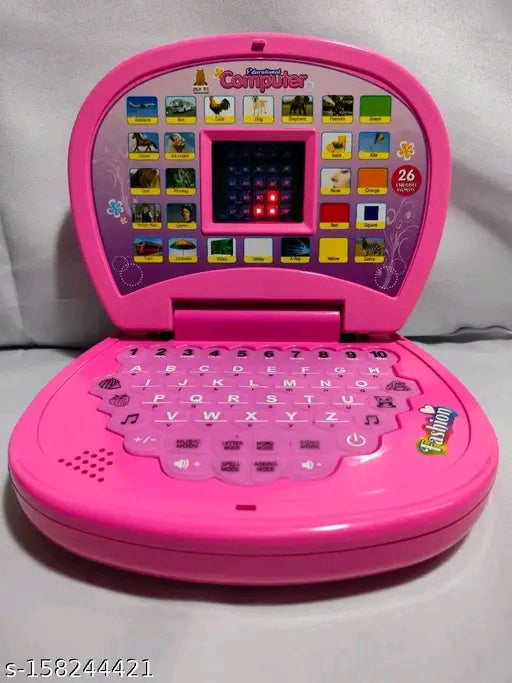 Pink Educational Kids Laptop Toy - ABC 123 Learning Computer with Animal Sounds, Colors, and Music (Multicolor)