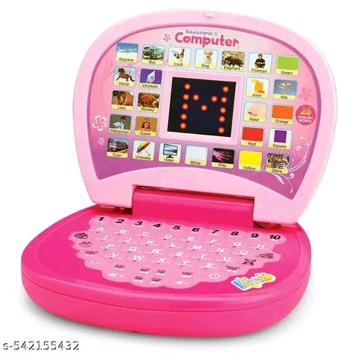 Pink Educational Kids Laptop Toy - ABC 123 Learning Computer with Animal Sounds, Colors, and Music (Multicolor)