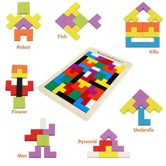 Wood Intelligence Puzzle Board – Creative Tetris Shape Educational Toy for Kids