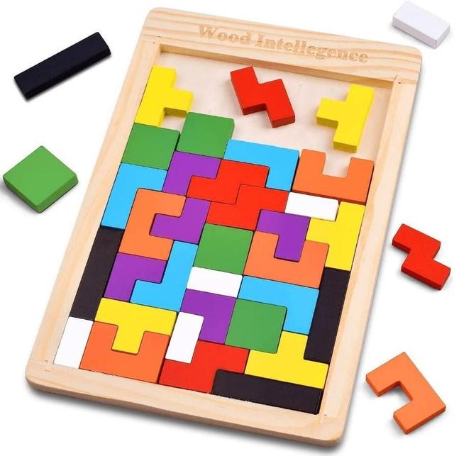 Wood Intelligence Puzzle Board – Creative Tetris Shape Educational Toy for Kids