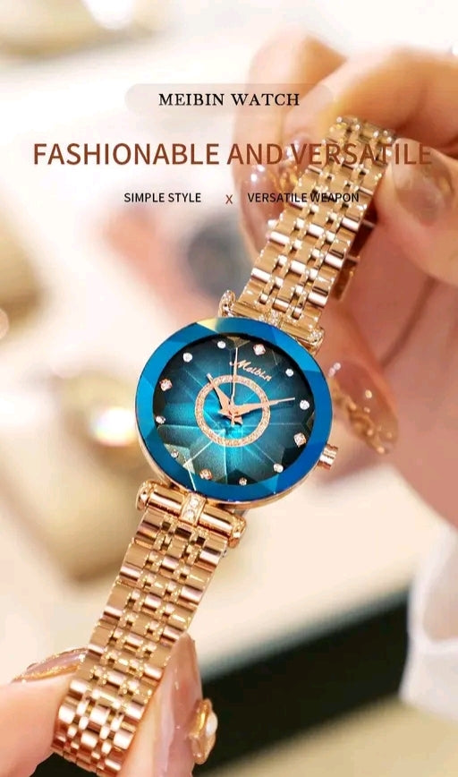 Elegant Blue Crystal Women's Watch – Luxury Fashion Bracelet Timepiece
