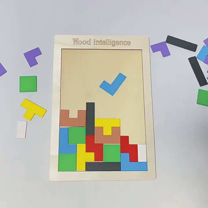 Wood Intelligence Puzzle Board – Creative Tetris Shape Educational Toy for Kids