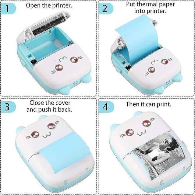 Cute Cat Design Mini Bluetooth Thermal Photo Printer - Portable Instant Pocket Printer for iOS & Android